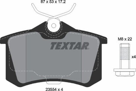 Задні тормозні (гальмівні) колодки textar 2355402