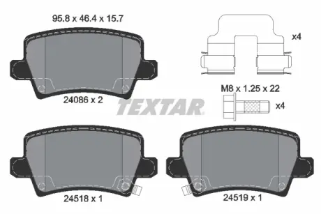 Задні тормозні (гальмівні) колодки Textar 2408601