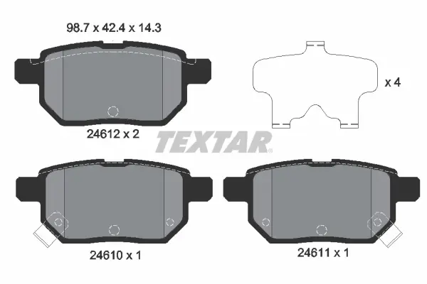 Задні тормозні (гальмівні) колодки Textar 2461001 (фото 1)