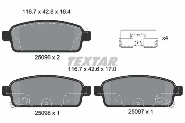 Задние тормозные колодки textar 2509602