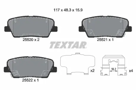 Задние тормозные колодки textar 2552001