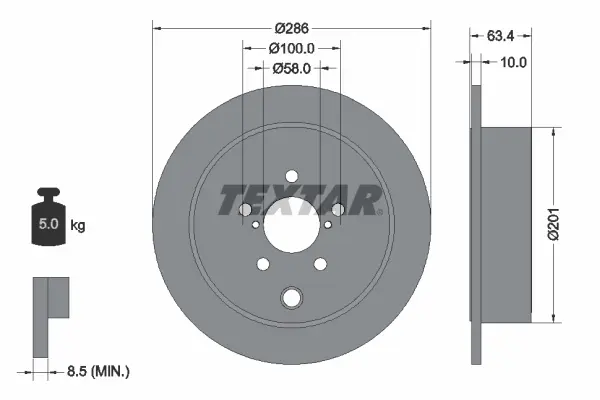 Задній гальмівний (тормозний) диск Textar 92200000 (фото 1)