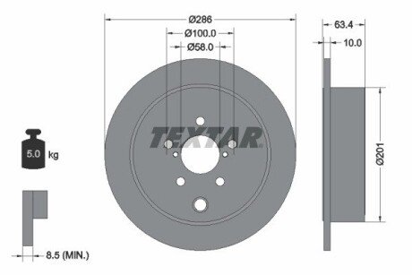 Задній гальмівний (тормозний) диск textar 92200000 на Субару Форестер sg5