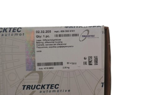 Підшипник, корпус диференціала trucktec Automotive 0232205