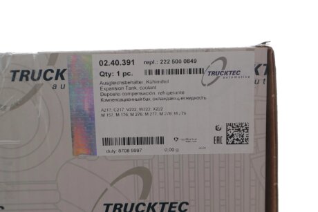 Розширювальний бачок, охолоджувальна рідина trucktec Automotive 0240391