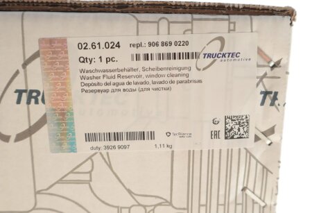 Бачок рідини омивача trucktec Automotive 0261024