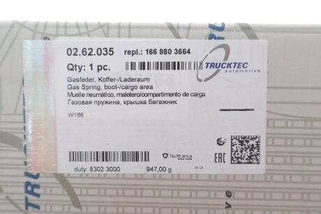 Газова пружина, багажник/кузов trucktec Automotive 0262035