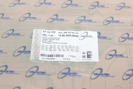 Прокладка головки блоку циліндрів trucktec Automotive 0710103