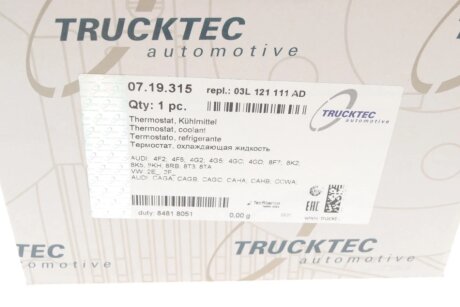 Термостат trucktec Automotive 0719315