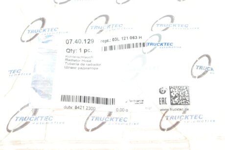 Патрубок системи охолодження trucktec Automotive 0740129