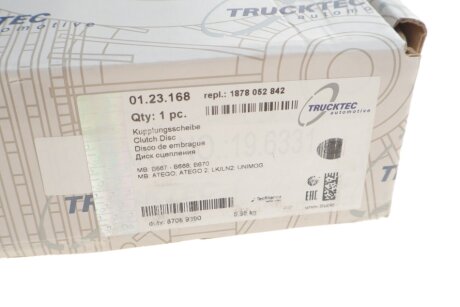 Диск сцепления trucktec Automotive 0123168