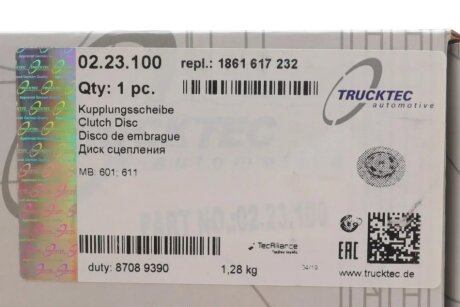 Диск сцепления trucktec Automotive 0223100