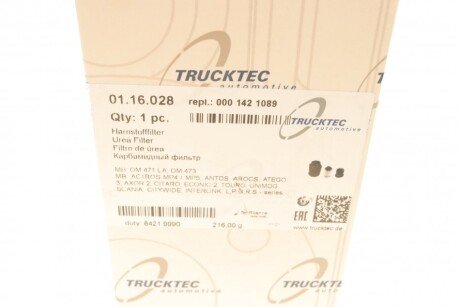Фільтр рідини AdBlue trucktec Automotive 0116028