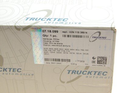 Корпус фільтра масляного з радіатором trucktec Automotive 0718099