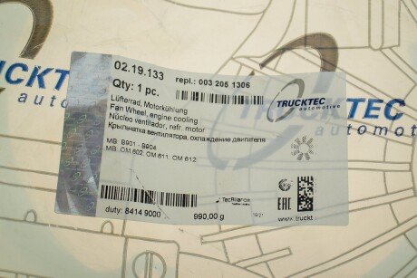 Крыльчатка вентилятора trucktec Automotive 0219133