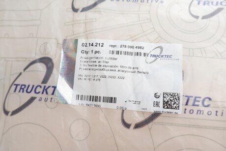 Патрубок повітряний trucktec Automotive 0214212