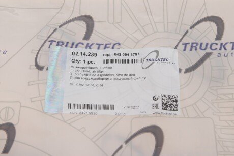 Патрубок повітряний trucktec Automotive 0214239