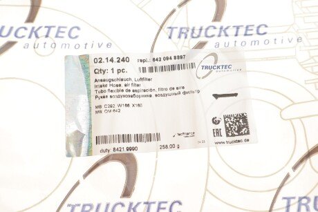 Патрубок повітряний trucktec Automotive 0214240