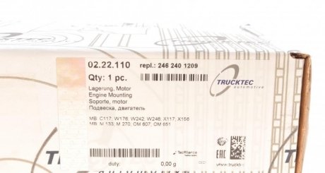 Подушка (опора) двигателя trucktec Automotive 0222110