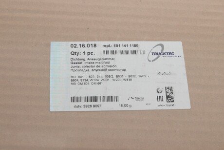 Прокладка выпускного коллектора trucktec Automotive 0216018