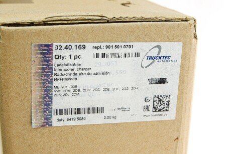 Радиатор интеркулера trucktec Automotive 0240169