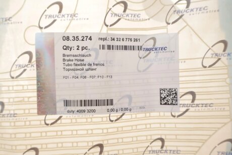 Тормозной шланг trucktec Automotive 0835274