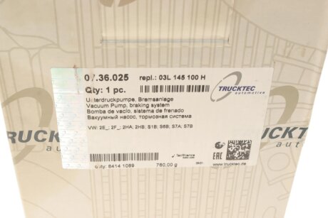 Вакуумный насос trucktec Automotive 0736025