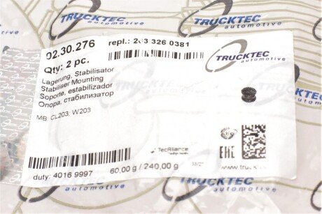 Втулка (резинка) переднего стабилизатора trucktec Automotive 0230276