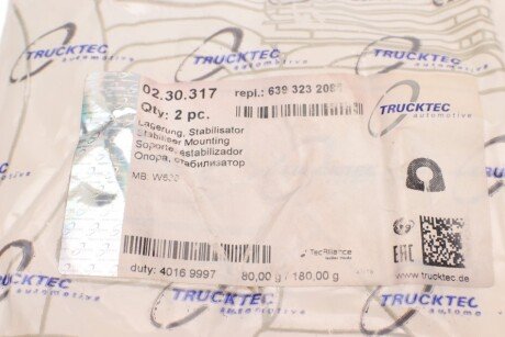 Втулка (резинка) переднего стабилизатора trucktec Automotive 0230317