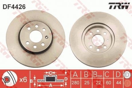 Гальмівний диск trw automotive DF4426