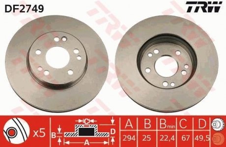 Гальмівний диск trw automotive DF2749