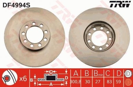 Гальмівний диск trw automotive DF4994S