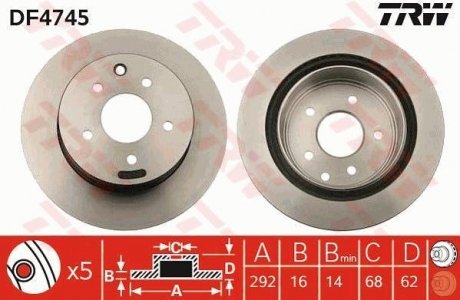 Тормозной диск trw automotive DF4745