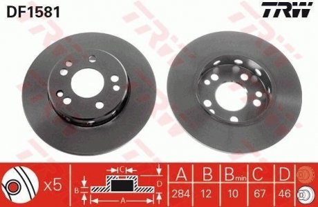 Тормозной диск trw automotive DF1581