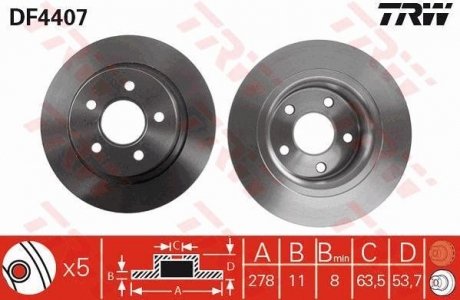 Задний тормозной диск trw automotive DF4407