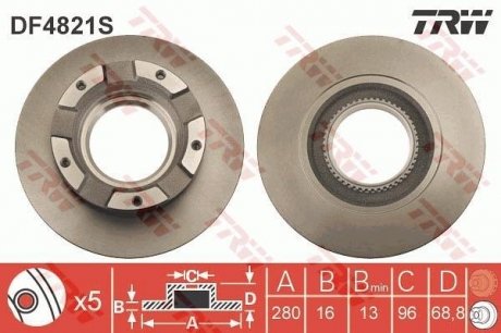 Тормозной диск trw automotive DF4821S