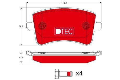 Передні тормозні (гальмівні) колодки trw automotive GDB1765DTE на Ауди Q5