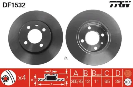 Передний тормозной диск TRW automotive DF1532 Фольксваген Кадди 2