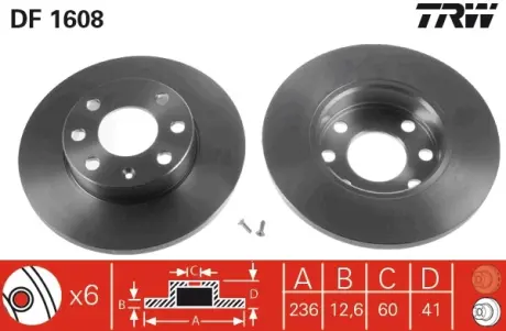 Передний тормозной диск TRW automotive DF1608