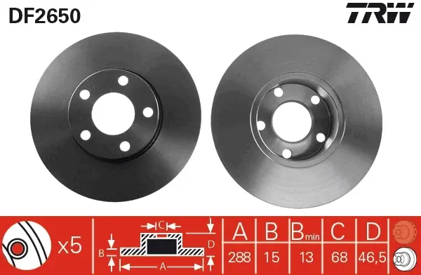 Передний тормозной диск TRW automotive DF2650