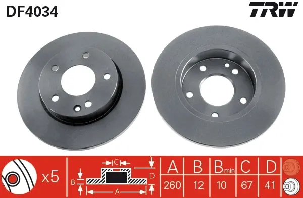 Передний тормозной диск TRW automotive DF4034