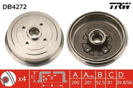 Тормозной барабан Lanos trw automotive DB4272