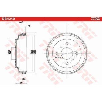 Тормозной барабан trw automotive DB4349