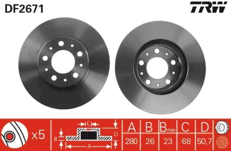 Тормозной диск TRW automotive DF2671