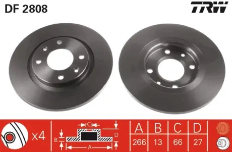 Тормозной диск TRW automotive DF2808