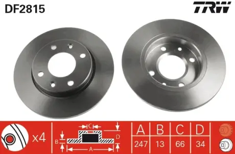 Тормозной диск TRW automotive DF2815
