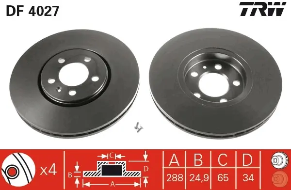 Гальмівний диск TRW automotive DF4027 (фото 1)