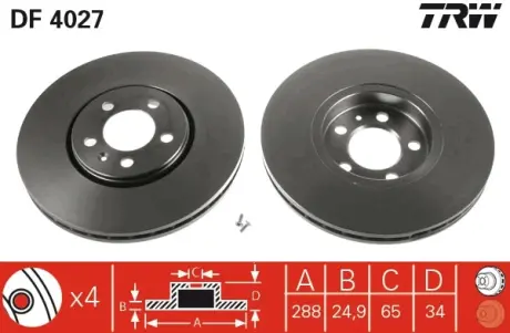 Тормозной диск TRW automotive DF4027