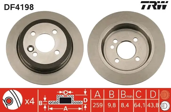 Тормозной диск TRW automotive DF4198