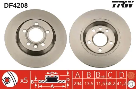 Тормозной диск TRW automotive DF4208